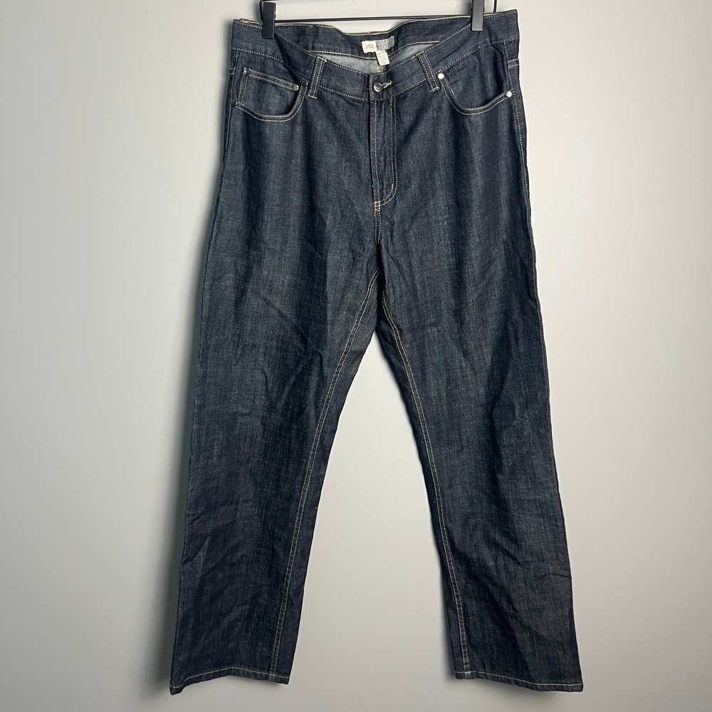 Joseph Abboud Jeans Mens 36x32 Dark Wash Straight Leg 100% Cotton‎ Baggy Rave